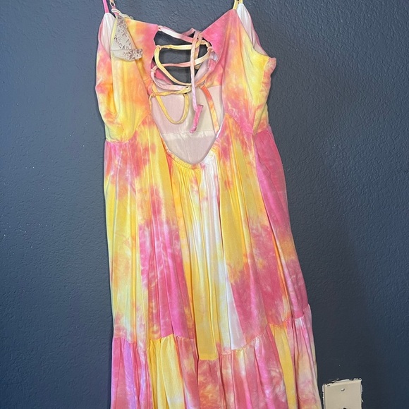 Hem & Thread Pink and Yellow Tie-Dye Dress - Picture 2 of 3